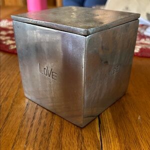 POTTERY BARN Vintage Conversations Heart Aluminum Box With Engraved Wording